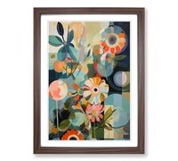 Retro Flowers Vol.11 Framed Wall Art Print, Ready to Hang Picture for Living Room Bedroom Home Office, Walnut A2 (48 x 66 cm)