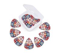 Retro flowwer print Guitar Picks 12 Pack, Mixed (0.46-0.96mm) with Storage Case for Guitar,ukulele