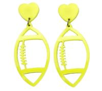 Retro Fluorescent Acrylic Footbal Dangle Drop Earrings Dainty Lightweight Hollow-out Rugby Football Sports Statement Earrings for Women Girls Teens Sports Game Day Jewelry Gifts, Resin, No Gemstone