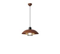 Retro Flying Saucer Iron Light Creative Walnut Wood Grain Single-Head Chandeliers 11.81In Eye-Protecting Hanging Lamp Table and Bar Counter Decoration Lighting Fixture/15.75In/40Cm