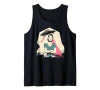 Retro Flying Saucer Woman 1950s Sci Fi Alien Abduction Tank Top