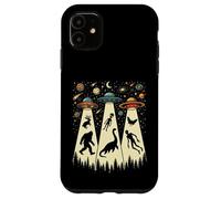 Retro Flying Saucers UFO Abduction with Bigfoot and Cryptids Case for iPhone 11