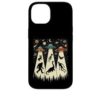 Retro Flying Saucers UFO Abduction with Bigfoot and Cryptids Case for iPhone 14