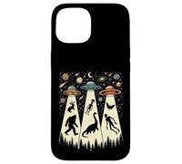 Retro Flying Saucers UFO Abduction with Bigfoot and Cryptids Case for iPhone 15
