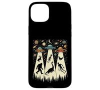 Retro Flying Saucers UFO Abduction with Bigfoot and Cryptids Case for iPhone 15 Plus