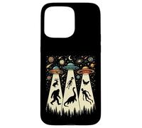 Retro Flying Saucers UFO Abduction with Bigfoot and Cryptids Case for iPhone 15 Pro Max