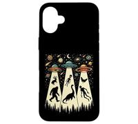 Retro Flying Saucers UFO Abduction with Bigfoot and Cryptids Case for iPhone 16 Plus