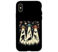 Retro Flying Saucers UFO Abduction with Bigfoot and Cryptids Case for iPhone X/XS