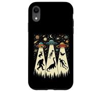 Retro Flying Saucers UFO Abduction with Bigfoot and Cryptids Case for iPhone XR