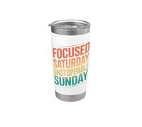Retro Focused Saturday Unstoppable Sunday Motivation Stainless Steel Insulated Tumbler