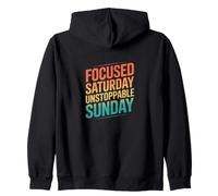 Retro Focused Saturday Unstoppable Sunday Motivation Zip Hoodie