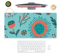 Retro Folk Ethnic Floral Desk Pad Mouse Mat Gaming with Non-Slip Rubber Base Smooth Face Mouse Pads Gaming 90X40 cm Mousemat Desk Accessories for Boys Girls Office Gifts Deskpad for School Home Office