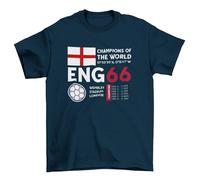 Retro Football T Shirt England 1966 Champions of The World Cup Winners Soccer Midnight Navy Blue/XL