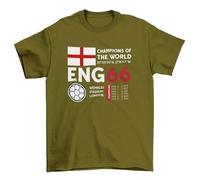 Retro Football T Shirt England 1966 Champions of The World Cup Winners Soccer Military Green/XL