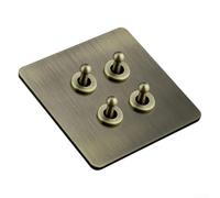 Retro for toggle Light Switch, 86 Type Switch Wall Plate, Stainless Steel Bronze Finish, Fireproof Brass Lever, Fits LED & Incandescent Bulbs, Home Commercial Use(4)