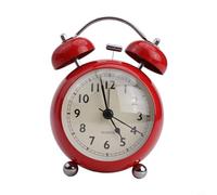 Retro for Twin Bell Alarm Clock, Extra Loud Solid Metal Battery Powered with Night Light, Vintage Style for Bedroom Desk, Black(Red)