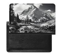 Retro Forest And Mountains Passport Holder with 3 Card Slots, Portable PU Leather Travel Wallet, Slim Protective Cover for Passport, ID, Credit Cards