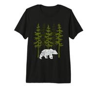 Retro Forest Bear Outdoors Trees Wildlife Nature Pine Trees Premium T-Shirt