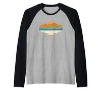 Retro Forest Sunset Landscapes for Wilderness Explorers Raglan Baseball Tee