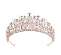 Retro Forest Wine Red Crystal Diadem Leaf Tiaras | Royal Queen Bridal Crown Luxury Wedding Dress Hair Costume Accessories