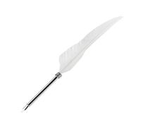 Retro Fountain Pen Feather Dip Quill Ink Set Stationery Gift Box for Writing Journal Notebook Calligraphy Enthusiasts Feather+Nib+Leather+Wood (White)