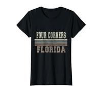 Retro Four Corners Florida Value Graphic T-Shirt, Women, Black, M