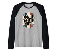 Retro France Flag Freedom Equality Fraternity Patriotic Meme Raglan Baseball Tee
