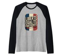 Retro France Flag Freedom Equality Fraternity Patriotic Meme Raglan Baseball Tee
