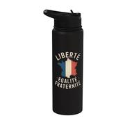 Retro France Flag Freedom Equality Fraternity Patriotic Meme Stainless Steel Insulated Water Bottle