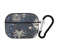 Retro Freemasonry And Satanism Headphone Protective Case with Keychain Cute Earphone Case Compatible for Airpods Pro