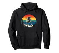 Retro Freestyle Ski Jump Mountain Sunset Winter Sports Pullover Hoodie