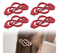 Retro French Barrette Clips, 4 Pack Classic Design Snap Hair Clips, Elegant Vintage Hair Accessories Secure Hold Hairpins for Women and Girls (Burgundy,4pcs)