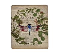 Retro French Dragonfly Dark Academia Botanical Leaves Mousemat Washable Mouse Mat With Stitched Edges Desk Mat For Office Computer Work 25X30Cm