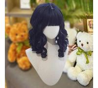 Retro French Style Court Rome Rolls Cosplay Wig Long Curly Hair with Bangs for Women (Black)