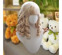 Retro French Style Court Rome Rolls Cosplay Wig Long Curly Hair with Bangs for Women (Gold)