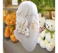 Retro French Style Court Rome Rolls Cosplay Wig Long Curly Hair with Bangs for Women (White)