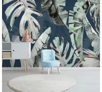 Retro Fresh Hand Drawn Plants Banana Leaves 3D Wallpaper Easy Install Feature Office Living Room Sofa Bedroom TV Background Wall Decoration-150cm×105cm