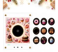 Retro Fridge Magnets NFC Music Player Set with 9 Pcs Vinyl Record,128MB Programmable Music Player NFC Enabled,Reusable,Unique Aesthetic MusicGifts for Home Office, For Lover (#I)