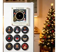 Retro Fridge Magnets NFC Music Player Set with 9 Pcs Vinyl Record,128MB Programmable Music Player NFC Enabled,Reusable,Unique Aesthetic MusicGifts for Home Office, For Lover (#C)