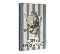Retro Frog Bathroom Print_ Funny Coffee Lover Canvas Poster Wall Art Decor Print Picture Paintings for Living Room Bedroom Decoration 20x30inch(50x75cm)