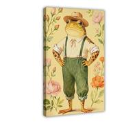 Retro Frog Gentleman Abstract Animal Portrait Botanical Print Canvas Poster Bedroom Decor Landscape Office Room Decor Gift 12x18inch(30x45cm)