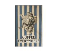 Retro Frog on Toilet Poster - Frog With Coffee Canvas Poster Bedroom Decor Landscape Office Room Decor Gift 08x12inch(20x30cm)
