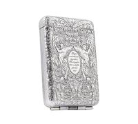 Retro frosted metal cigarette case with classic embossed pattern, pressure-proof and moisture-proof, suitable for business commuting and daily use(Silver)