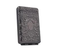 Retro frosted metal cigarette case with classic embossed pattern, pressure-proof and moisture-proof, suitable for business commuting and daily use(Black)