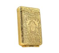 Retro frosted metal cigarette case with classic embossed pattern, pressure-proof and moisture-proof, suitable for business commuting and daily use(Gold)