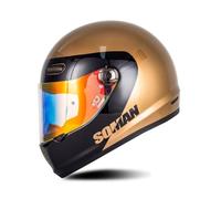 Retro Full-face Motorcycle Helmet with Coloured Visor Adult Cruiser Scooter ATV Helmets Road-legal 1350g Lightweight Safe City Commuting Gold S/55-56cm
