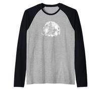 Retro Full Moon & Minimalist Pine Tree Vintage Graphic Raglan Baseball Tee