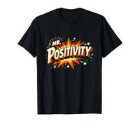 Retro Fun Mr. Positivity Funny Inspiring Human Great Day Value Graphic T-Shirt, Men, Black, L