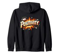 Retro Fun Mr. Positivity Funny Inspiring Human Great Day Zip Hoodie