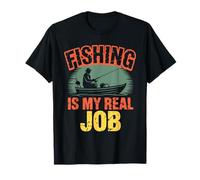 Retro Funny Fishing Is My Real Job Retired Weekend Fisherman T-Shirt